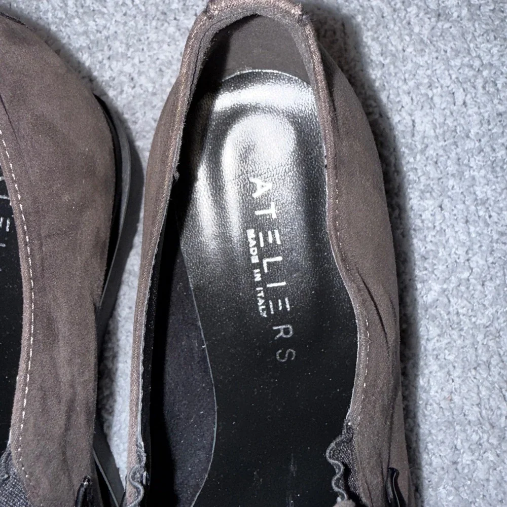 ATELIERS Herald Women's Suede Loafers Platform Block Heel Slip‎ On Shoes sz 8